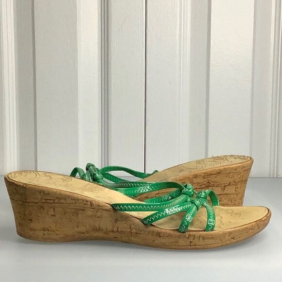 MODABELLA GREEN WEDGE HEEL SANDALS MADE IN ITALY SIZE 39 - Picture 2 of 11